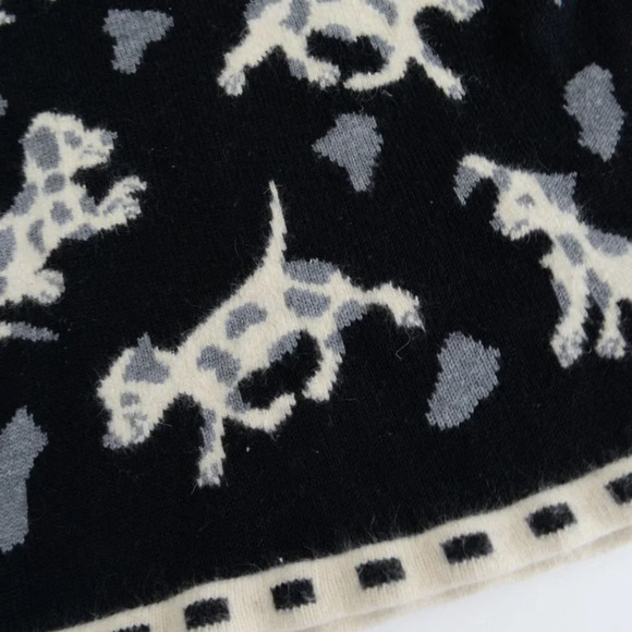 Vintage Basta Black & Cream  Dogs Knit 47% Wool Crewneck Sweater Size Medium - Picture 7 of 12